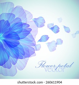 Watercolor floral round patterns with blue petal Vectorized watercolor drawing.  