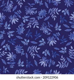 Watercolor floral seamless.  Hand-drawn pattern. Seamless pattern for fabric, paper and other printing and web projects.