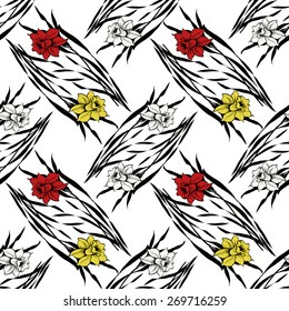 Watercolor floral seamless narcissus buds pattern on white background vector illustration