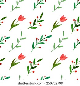 Watercolor floral seamless pattern 