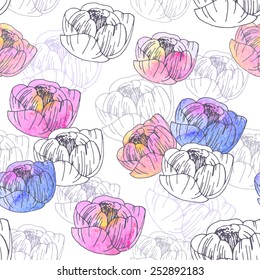 Watercolor floral seamless pattern