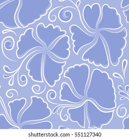 Watercolor floral seamless pattern. Blue hibiscus pattern. Textile print for bed linen, jacket, package design, fabric and fashion concepts. Exotic vector seamless pattern floral design.