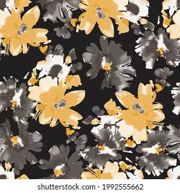 Watercolor floral seamless pattern. Bright colors, painting on a light background. 
