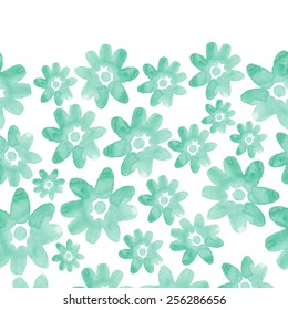 watercolor floral seamless pattern with chamomile