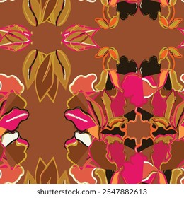 Watercolor floral seamless pattern. Flower seamless pattern with abstract floral branches with leaves, blossom flowers. 