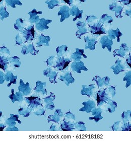 Watercolor floral seamless pattern with flowers and leafs. Vector illustration