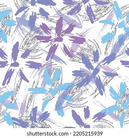 Watercolor floral seamless pattern. Hand painted design template. Mixed small and large blooming flower heads ornament.