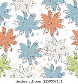 Watercolor floral seamless pattern. Hand painted design template. Summer nature ornament. Large flowers in bloom.