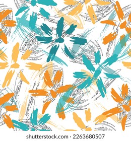 Watercolor floral seamless pattern. Hand painted design template. Abstract floral camouflage. Seamless pattern.