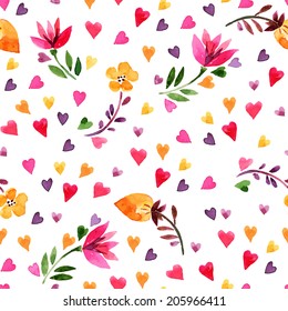 Watercolor floral seamless pattern. Vector illustration