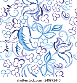 Watercolor floral seamless pattern. Vector illustration