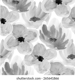 Watercolor floral seamless pattern. Vector illustration