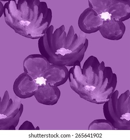 Watercolor floral seamless pattern. Vector illustration