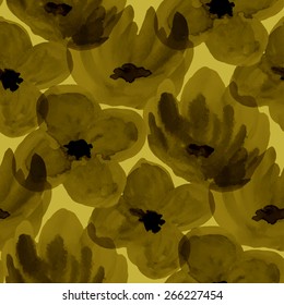Watercolor floral seamless pattern. Vector illustration