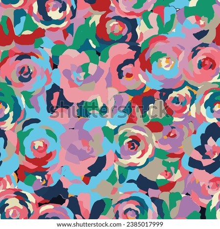 Watercolor floral seamless pattern. Vector illustration of watercolor textured abstract art textile flower design. 