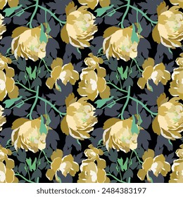 Watercolor floral seamless pattern in vintage style, colored garden illustration on ivory background, hand painting print. plants and butterflies, design texture. floral colorful pattern