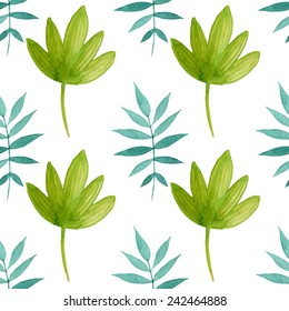 Watercolor floral seamless pattern.Hand drawn texture with leaf.