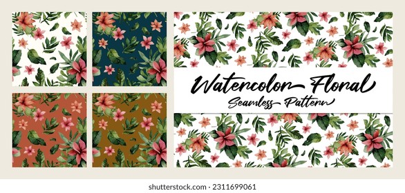 Watercolor Floral Seamless-Motif Pattern For Comercial Use, Textile Design, Printing, Decoration, Social Media AD and etc. in Vector format