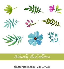 Watercolor  floral set design for invitation, wedding or greeting cards