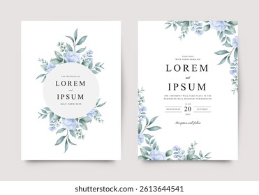 Watercolor floral set for wedding invitation template