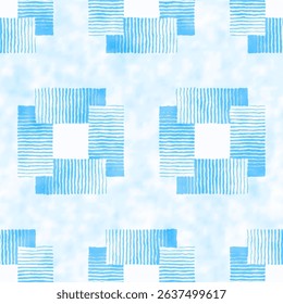 Watercolor Floral Square Dot Pattern