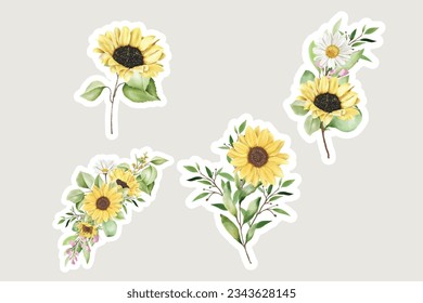 watercolor floral summer bouquet illustration