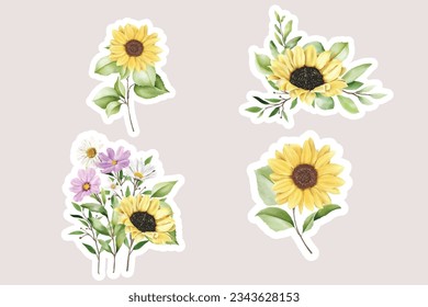 watercolor floral summer bouquet illustration
