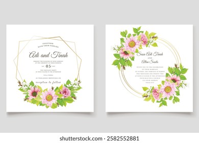 watercolor floral summer wedding invitation card set