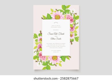 watercolor floral summer wedding invitation card set