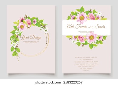 watercolor floral summer wedding invitation card set