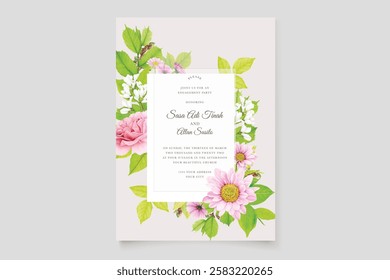 watercolor floral summer wedding invitation card set