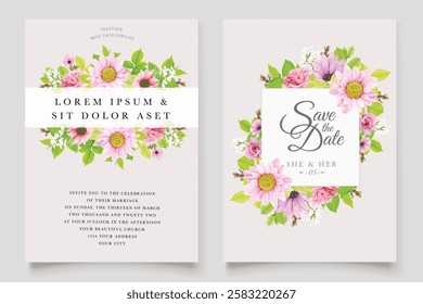 watercolor floral summer wedding invitation card set