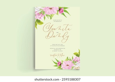 watercolor floral summer wedding invitation card set