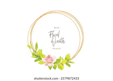 watercolor floral summer wreath wedding invitation card set