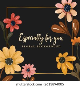 watercolor floral template for background
