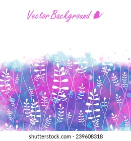 Watercolor floral texture. Vector background. Stains, paints blot. 