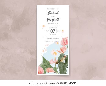 watercolor floral tropical wedding invitation template