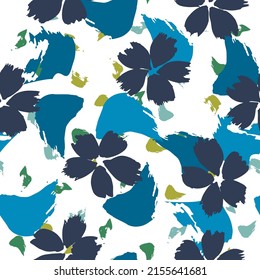 Watercolor Floral Vector Seamless Pattern. Little Daisy Sketch Illustration. Small Flower Textile Texture. Vintage Leaf Background.