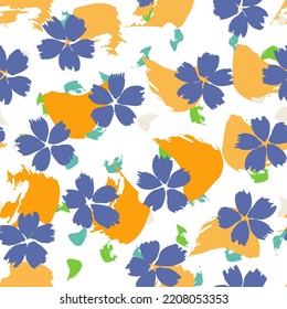 Watercolor Floral Vector Seamless Pattern. Color Flower Textile Print. Small Leaf Summer Wallpaper. Sketch Ditsy Background.