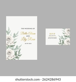Watercolor floral wedding card design with a romantic touch, suitable for garden or outdoor weddings.