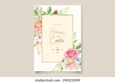 watercolor floral wedding card set