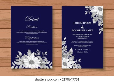 Watercolor Floral Wedding Card Set with Dark Flowers