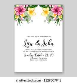 Watercolor floral wedding invitation card template 