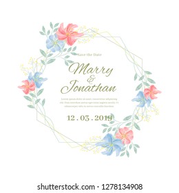 Watercolor floral wedding invitation card design template