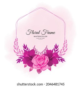 Watercolor floral Wedding invitation card with beautiful leaves frame and border decoration botanic