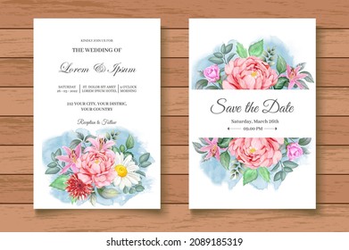 Watercolor Floral Wedding Invitation Card Set