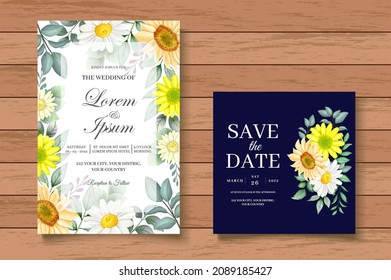 Watercolor Floral Wedding Invitation Card Set