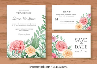 Watercolor Floral Wedding Invitation Card Set