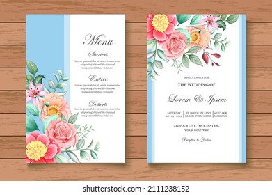 Watercolor Floral Wedding Invitation Card Set