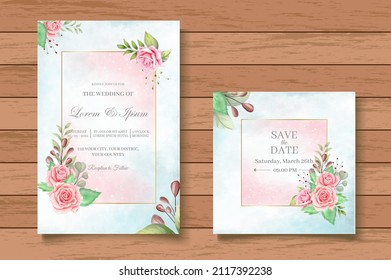 Watercolor Floral Wedding Invitation Card Set